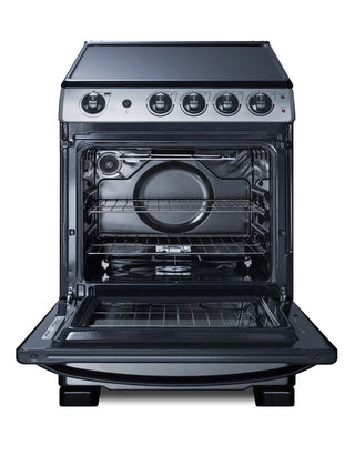 Summit REX2451SSRT 24" Wide Electric Smooth Top Range, Freestanding Slide-In, Stainless Steel