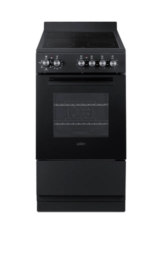 Summit REXT20BL 20" Wide Electric Smooth-Top Range with Convection in Black