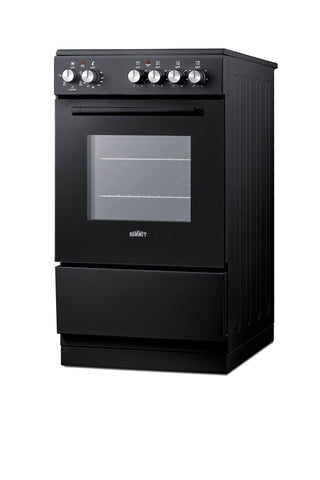 Summit REXT20BL 20" Wide Electric Smooth-Top Range with Convection in Black