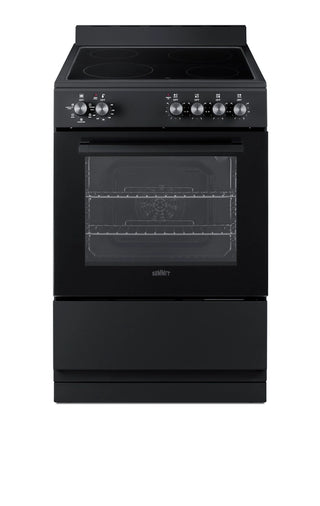 Summit REXT24BL 24" Wide Electric Smooth-Top Range with Convection in Black