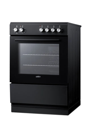 Summit REXT24BL 24" Wide Electric Smooth-Top Range with Convection in Black