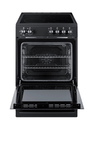 Summit REXT24BL 24" Wide Electric Smooth-Top Range with Convection in Black