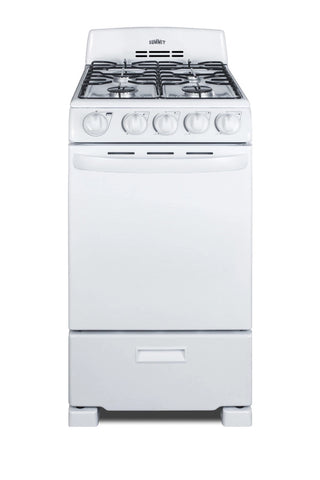 Summit RG200WS 20" Wide Freestanding Gas Range with Sealed Burners in White