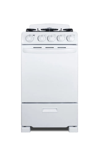 Summit RG200WS 20" Wide Freestanding Gas Range with Sealed Burners in White
