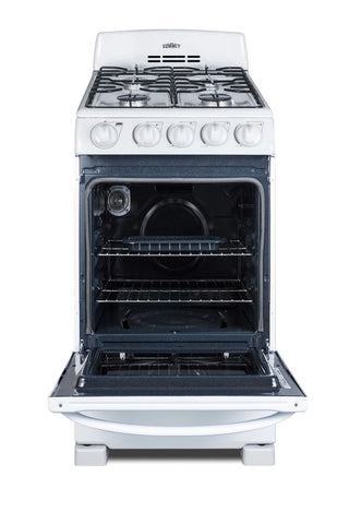 Summit RG200WS 20" Wide Freestanding Gas Range with Sealed Burners in White