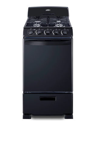 Summit RG201B 20" Wide Freestanding Gas Range with Sealed Burners in Black