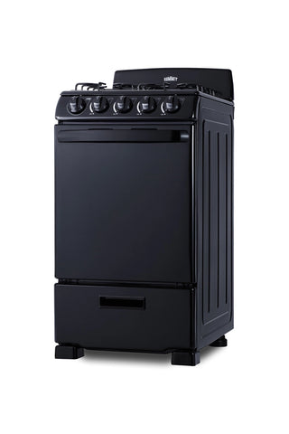 Summit RG201B 20" Wide Freestanding Gas Range with Sealed Burners in Black