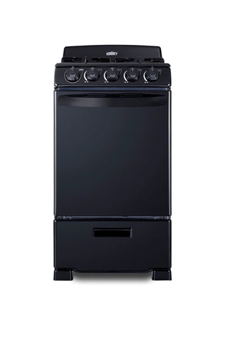 Summit RG201B 20" Wide Freestanding Gas Range with Sealed Burners in Black