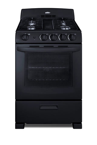 Summit RG2402B 24" Wide Freestanding Gas Range with Sealed Burners in Black
