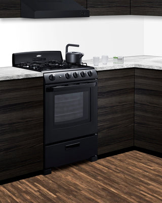 Summit RG2402B 24" Wide Freestanding Gas Range with Sealed Burners in Black
