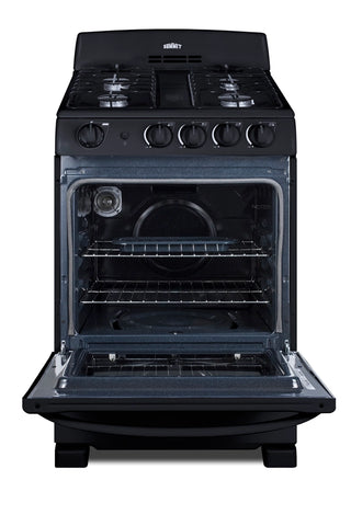 Summit RG2402B 24" Wide Freestanding Gas Range with Sealed Burners in Black