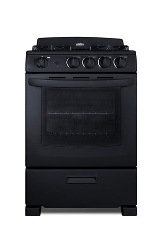 Summit RG2402B 24" Wide Freestanding Gas Range with Sealed Burners in Black