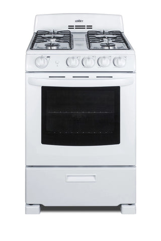 Summit RG244WS 24" Wide Freestanding Gas Range with Sealed Burners in White