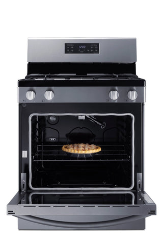 Summit RKGAS308SS oven open with a pie on the rack