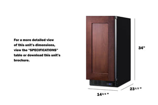 Summit SCFF1533BIF 15" Wide Built-In All-Freezer (Panel Not Included) with Frost-Free Operation, 2.4 cu.ft.