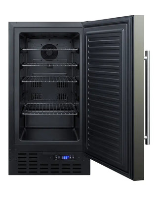 Summit SCFF1842KS 18" Wide Built-In All-Freezer with Black Stainless Steel Door, 2.7 cu.ft.