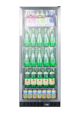 Summit SCR1156 24" Wide Commercial Beverage Center with Glass Door and Stainless Steel Interior, 11.0 cu.ft.
