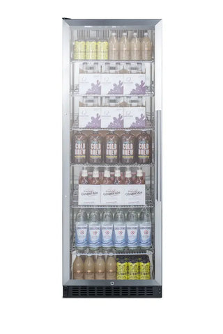 Summit SCR1401LH 24" Wide Commercial Beverage Center with Left Hand Door Swing and Stainless Steel Interior, 12.6 cu.ft.