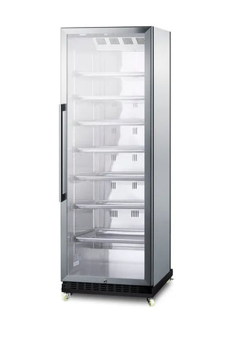 Summit SCR1401RICSS 24`` Wide Mini Reach-In Beverage Center with Factory-Installed Dolly and Stainless Steel Cabinet, 12.6 cu.ft.