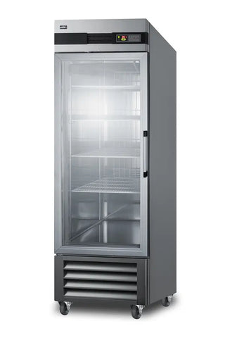 Summit SCR23SSGLH 28" Wide Reach-In Beverage Center with Left Hand Door Swing and Glass Door, 23.0 cu.ft.