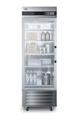 Summit SCR23SSGLH 28" Wide Reach-In Beverage Center with Left Hand Door Swing and Glass Door, 23.0 cu.ft.