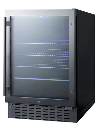 Summit SCR2466B 24" Wide Built-In Beverage Cooler with Glass Door and Stainless Steel Trim