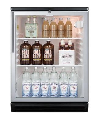 Summit SCR600BGLBIHV 24" Wide Built-In Beverage Center with Glass Door and Professional Handle, 5.5 cu.ft.