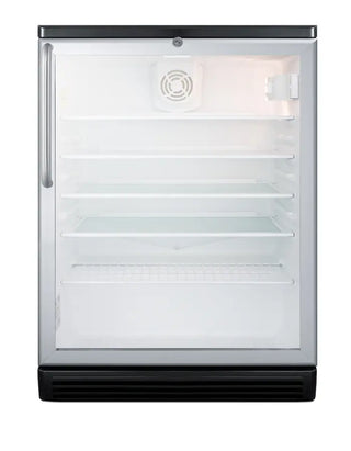 Summit SCR600BGLBITB 24`` Wide Built-In Beverage Center with Glass Door and Towel Bar Handle, 5.5 cu.ft.
