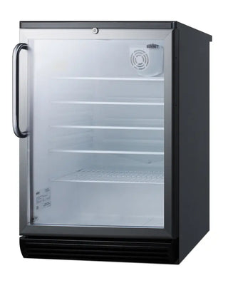 Summit SCR600BGLBITB 24`` Wide Built-In Beverage Center with Glass Door and Towel Bar Handle, 5.5 cu.ft.