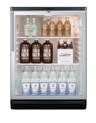 Summit SCR600BGLHV 24" Wide Freestanding Beverage Center with Glass Door and Professional HV Handle, 5.5 cu.ft.