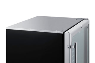 Summit SCR600BGLMBL 24" beverage refrigerator with casters angle view on white background