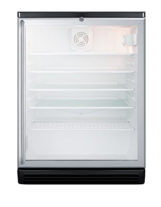 Summit SCR600BGLSH 24" Wide Freestanding Beverage Center with Glass Door and Full-Length SH Towel Bar Handle, 5.5 cu.ft.