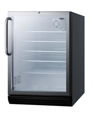 Summit SCR600BGLTBADA 24" Wide ADA Height Built-In Beverage Center with Glass Door and Professional TB Towel Bar Handle, 5.5 cu.ft.