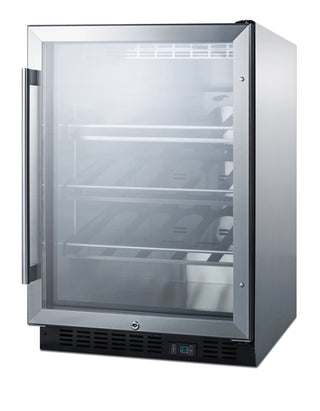 Summit SCR610BLCHCSS beverage cellar, angled view showing stainless steel cabinet
