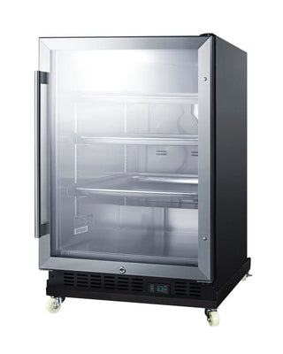 Summit SCR610BLRI 24" Wide Mini Reach-In Beverage Center with Factory-Installed Dolly, 5.0 cu.ft.