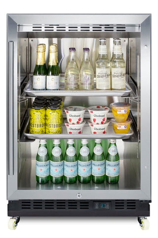 Summit SCR610BLRI 24" Wide Mini Reach-In Beverage Center with Factory-Installed Dolly, 5.0 cu.ft.