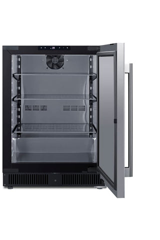 Summit SCR610BLSD 24" built-in beverage center installed under counter in commercial setting
