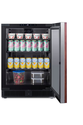 Summit SCR610BLSDIF 24" beverage refrigerator panel-ready installed under counter view