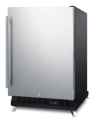 Summit SCR610BLSDRI 24" Wide Mini Reach-In Beverage Center with Factory-Installed Dolly, 5.0 cu.ft.