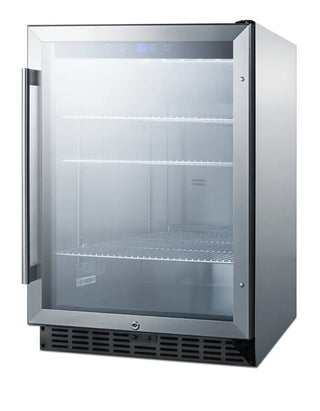 Summit SCR611GLOS 24" Wide Outdoor Built-In Beverage Center with Glass Door and Stainless Steel Cabinet, 5.0 cu.ft.