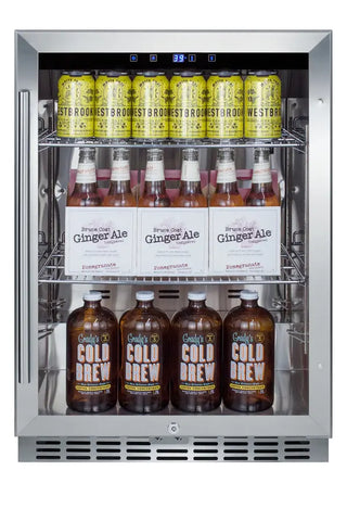 Summit SCR611GLOS 24" Wide Outdoor Built-In Beverage Center with Glass Door and Stainless Steel Cabinet, 5.0 cu.ft.
