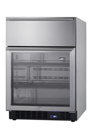 Summit SCR615TDCSS 24" Wide Built-In Commercial Beverage Center with Top Drawer and Stainless Steel Cabinet, 4.76 cu.ft.