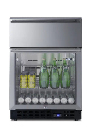 Summit SCR615TDCSS 24" Wide Built-In Commercial Beverage Center with Top Drawer and Stainless Steel Cabinet, 4.76 cu.ft.
