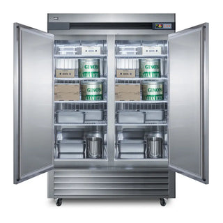 Summit SCRR492 56" Wide Reach-In Refrigerator with Solid Stainless Steel French Doors, 49.0 cu.ft.