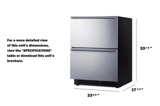 Summit SDHDR2446 24" Wide 2-Drawer All-Refrigerator, Stainless Steel, 3.4 cu.ft. 