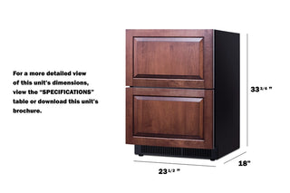 Summit SDHDR2446PNR 24" Wide 2-Drawer All-Refrigerator, Panel-Ready (Panel Not Included), 3.4 cu.ft.
