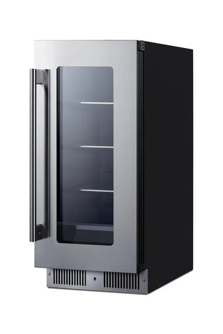 Summit SDHG1533 15" Wide Shallow-Depth Built-In Beverage Center with Glass Door, 1.9 cu.ft.