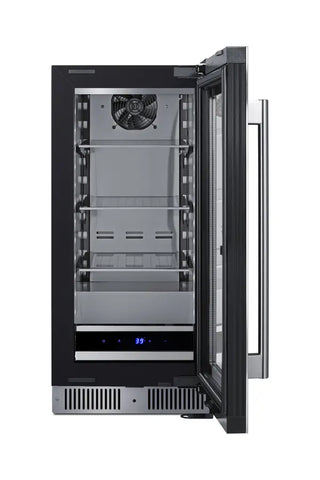 Summit SDHG1533 15" Wide Shallow-Depth Built-In Beverage Center with Glass Door, 1.9 cu.ft.