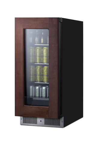Summit SDHG1533PNR 15" Wide Built-In Beverage Center, Glass Panel-Ready Door, 1.9 cu.ft. 