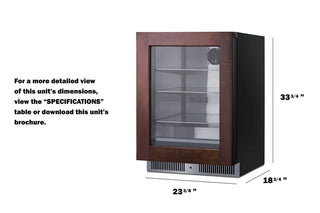 Summit SDHG2443PNRLHD 24" Wide Built-In Beverage Center, 3.5 cu.ft., Glass Panel-Ready Door, Left Hand Door Swing, (Panel Not Included)